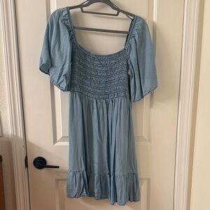 Blu Pepper Light Blue Smocked Top